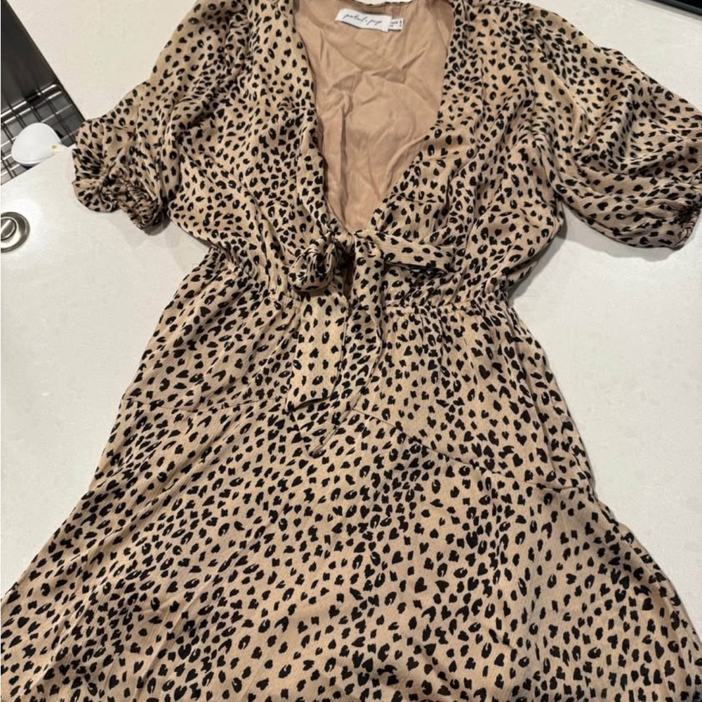 Petal & Pup Tan and Black Leopard Print Mini Dress